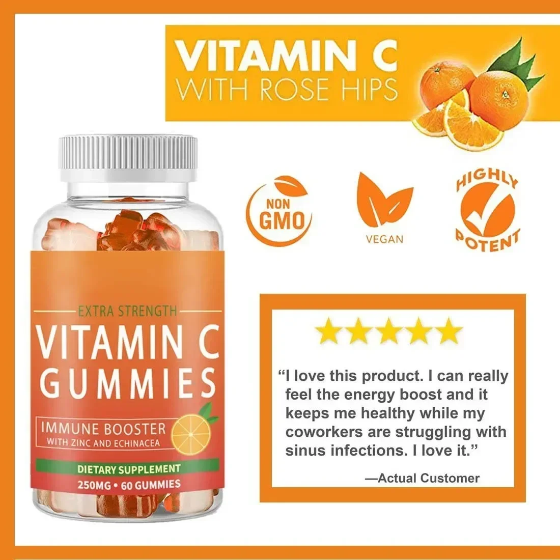 

orange flavored vitamin gummies to improve immunity supplement nutrition