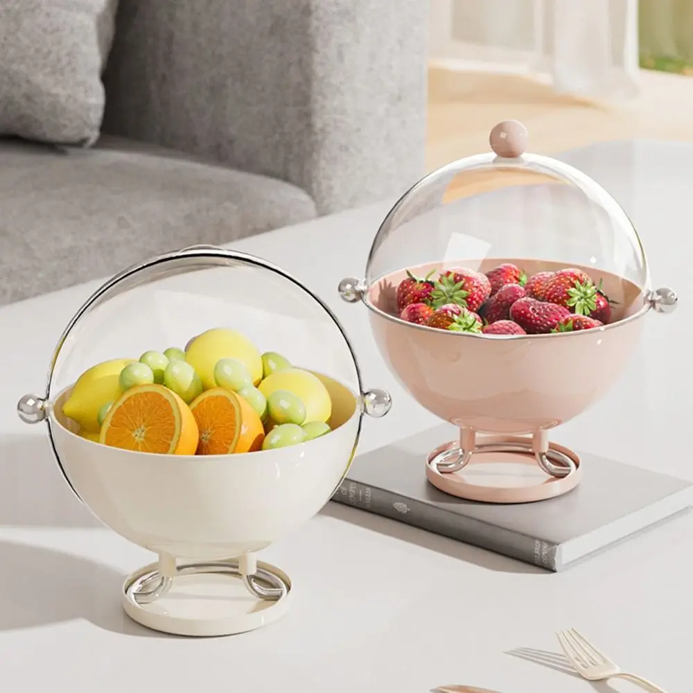 Plastic Sphere Fruit Snack Box Transparent High Footed Spherical Storage Holders Dust-Proof with Draining Holes