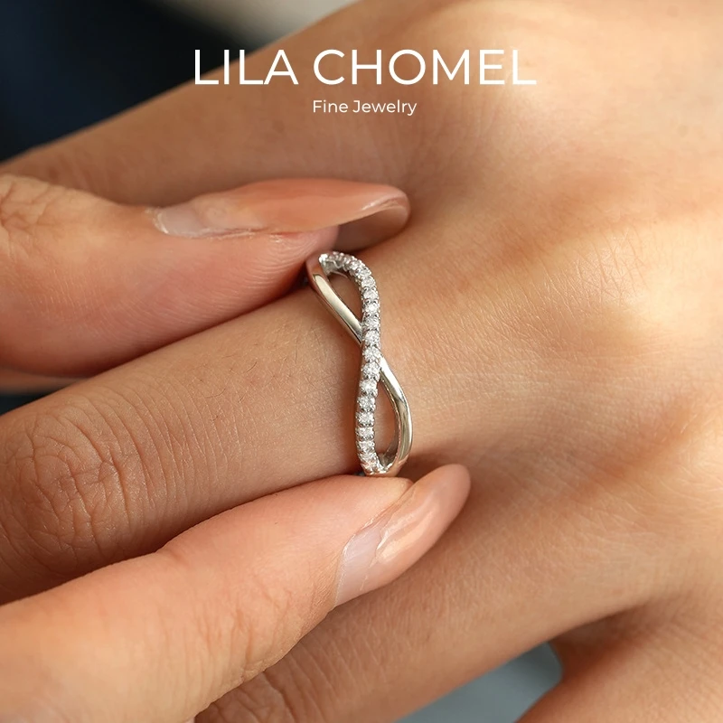 

Женские обручальные кольца из белого золота 18 карат с муассанитом 0.35 карата, подарок на День святого Валентина, на день рождения, PT950, асимметричные кольца в стиле хип-хоп