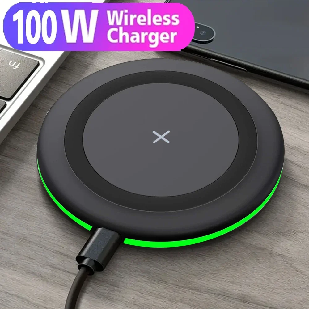 100W Wireless Charger Pad For iPhone 14 13 12 15 Pro XS Max Induction Fast Wireless Charging Station