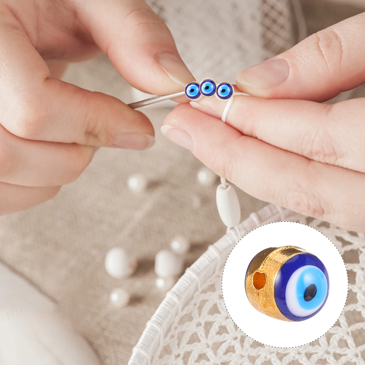 

100 Pcs Evil Eyeball Bracelet Halloween Themed Crafts Bead Charm Beads Alloy Spacer