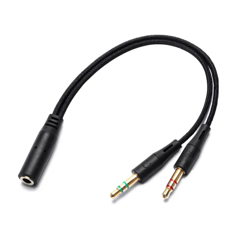 Headphone Earphone Audio Cable Micphone Y Splitter Adapter 1 To 2 Connected Cord Transfer To Laptop PC