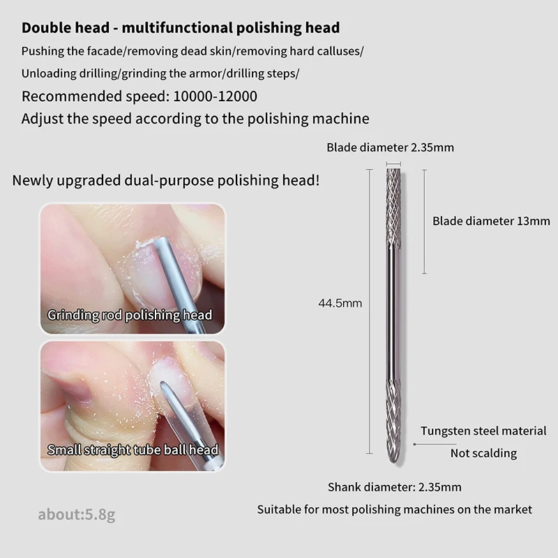 Tungsten Nail Drill Bits Double Ends Multifunction Under Nail Cleaner Sharp Point Top Nail Gel Cuticle Remover For Manicure