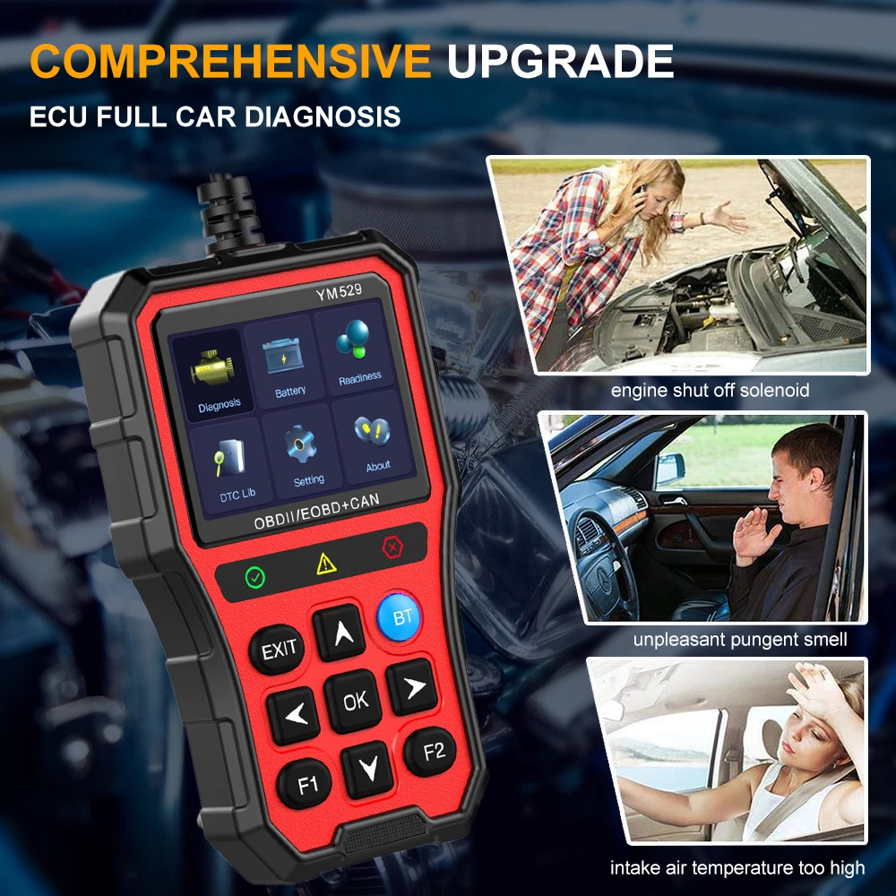 Motorsi قارئ رمز خطأ رمز الماسح الضوئي YM519 أداة تشخيص السيارة obd2 قارئ الرمز تحقق نظام المحرك جهاز اختبار بطارية للألمانية