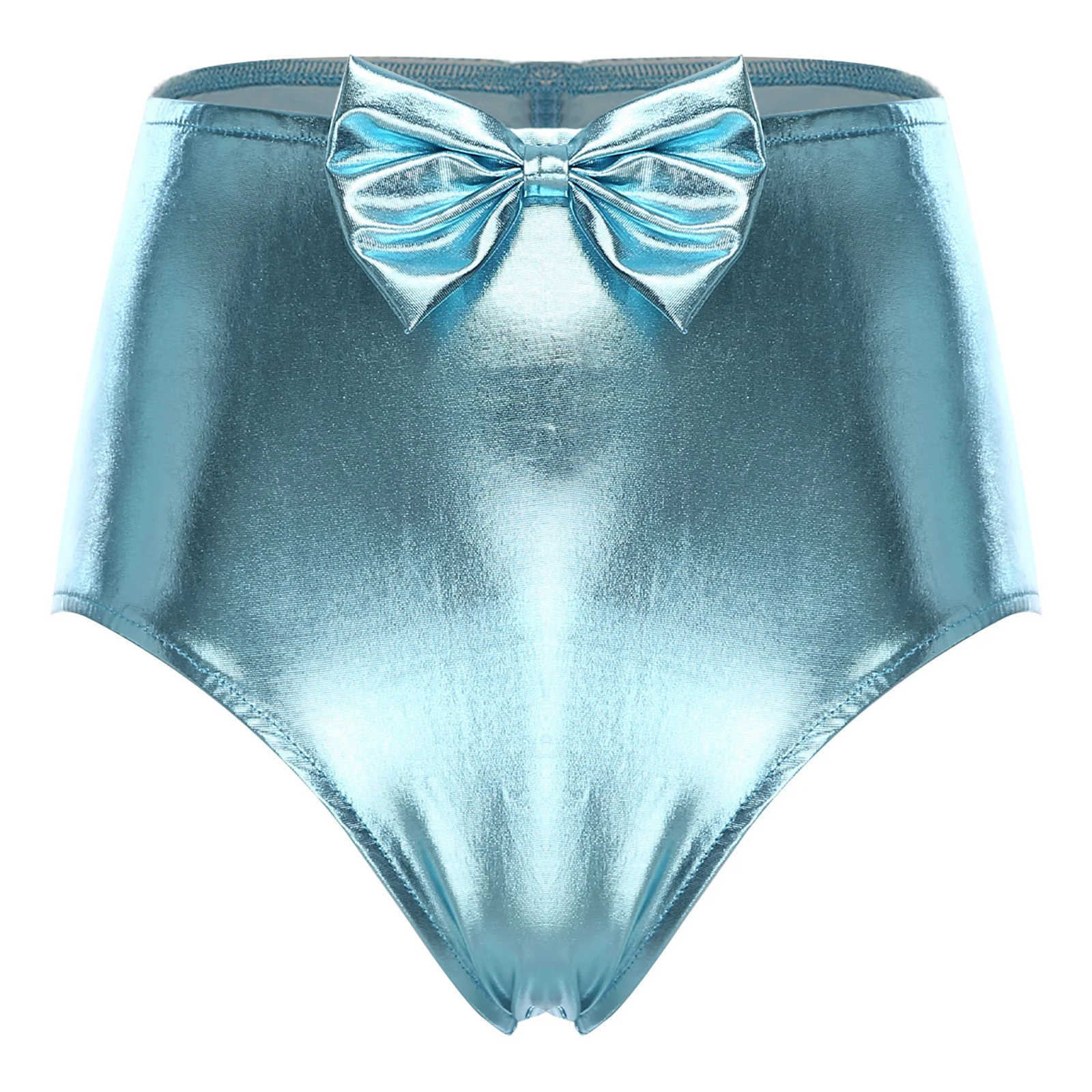 Short métallique irisé pour femme, pantalon chaud, slip froncé avec nœud mignon, taille haute, butin brillant, musique Rave Dance Party Clubwear