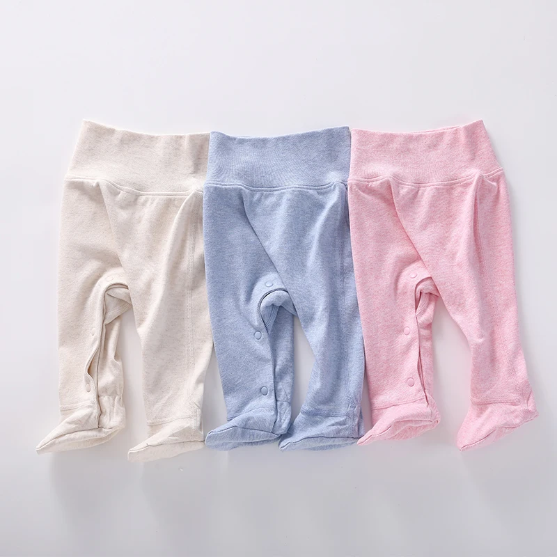 

Baby Footed Pant Boy Girl High Waist Leggings Spring Autumn Cotton Long Trousers with Buttons Easy Diaper Changing Pyjamas Pants