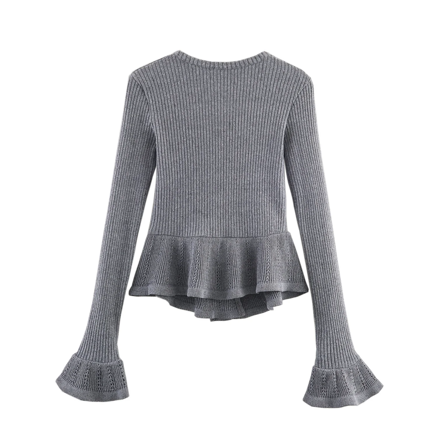 2025 شتاء جديد المرأة موضة عادية بسيطة الخامس الرقبة طويلة الأكمام الحلو موضة سليم صالح الطبقات لينة سترة متماسكة #3