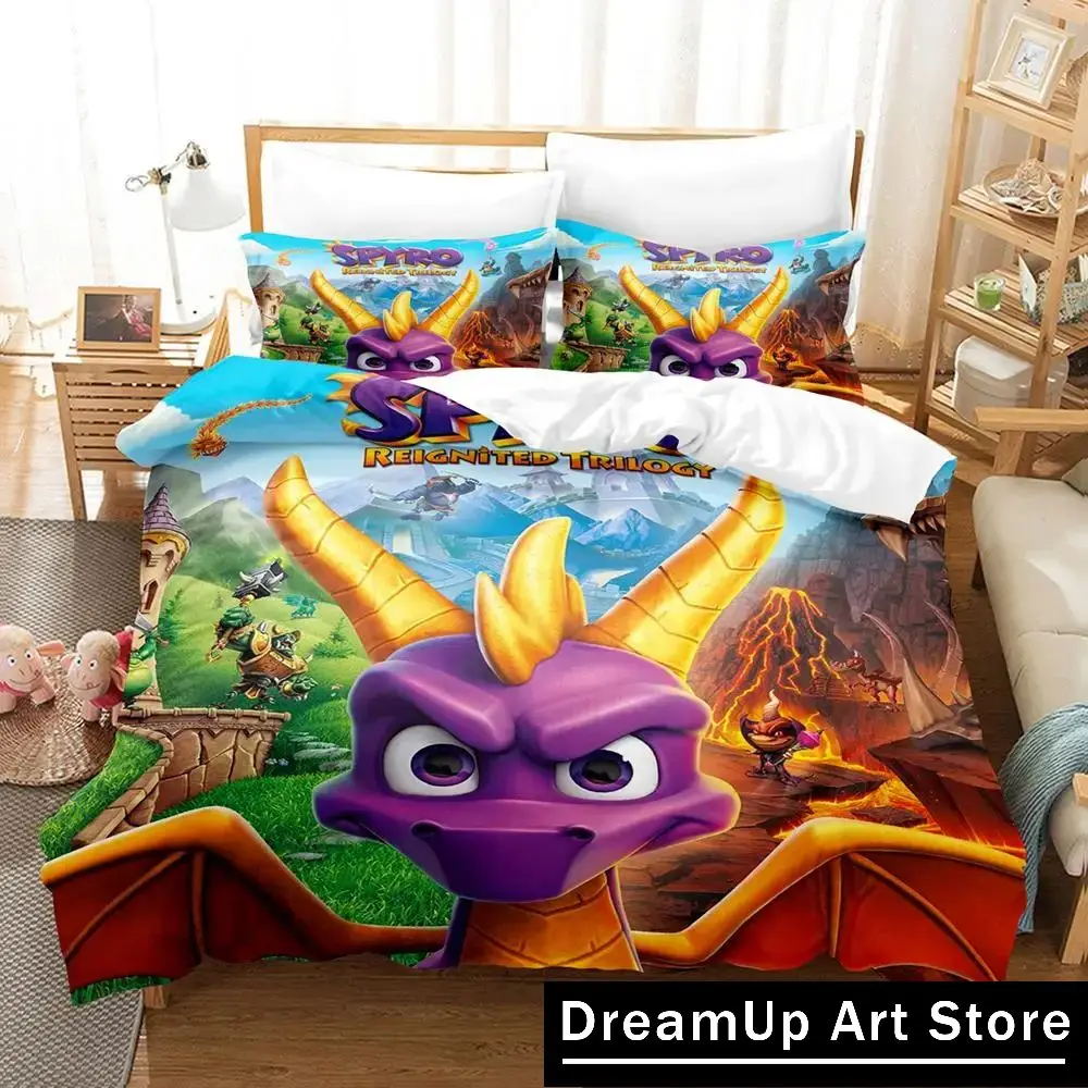 Game Spyro Dragon Reignited Trilogy Bedding Set Boys Girls Twin Queen King Size Duvet Cover Pillowcase Bed boys Adult Bedroom