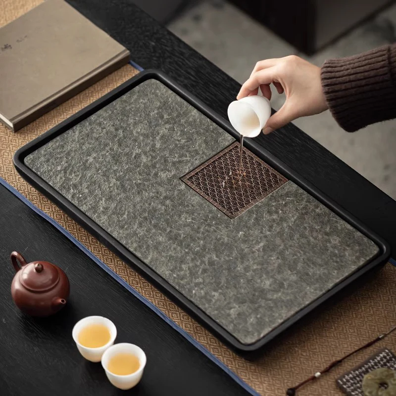 

Kitchen Rectangle Tea Tray Serving Luxury Accessories Stone Drainage Chinese Tea Tray Living Room Bandejas Home Decorationgs
