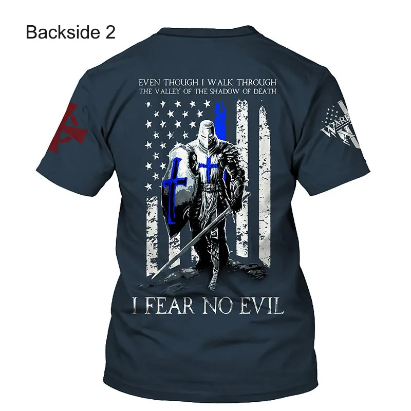 Crusader Knights Templar 3D Harajuku Print Handsome Retro Taste Fashion Personality Street Men\'s Round Neck Short Sleeve T-shirt