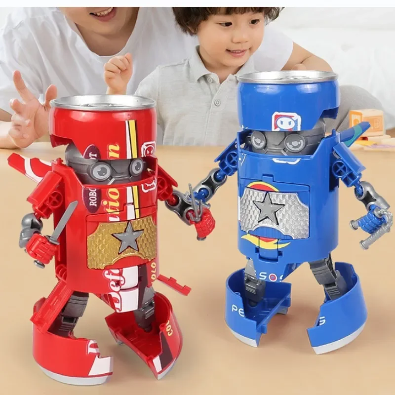 Creative metamorphic robotics soda robot action figure Cola Can figures model toys kids birthday boys gifts Home Decor Model