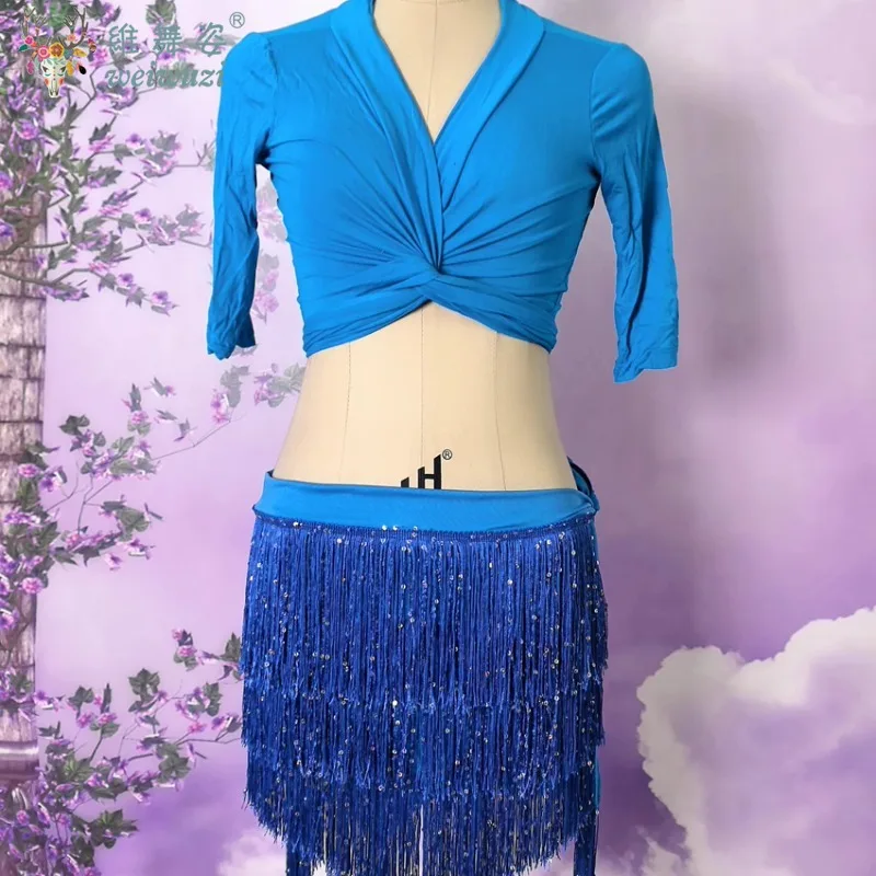 Ropa de danza del vientre, disfraz de escenario, conjunto de 2 uds., ropa Sexy, Top y falda para mujeres adultas, traje de entrenamiento para práctica de puesta en escena