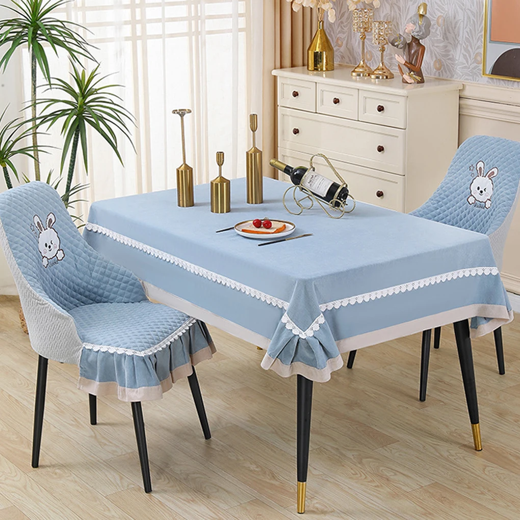 New Cartoon Cute European Cover Skirt Rabbit Seat Cushion Dining Chair Curved Cover Seat Cushion Integrated Pad