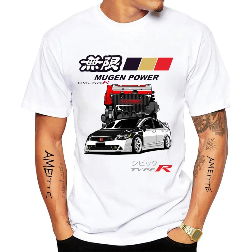 T-shirt à manches courtes Civic Type R EK9 pour hommes, Économie décontractés, Design de voiture, Hip Hop, Japon, Rétro, Classique, JDM, Civic, Fd, Blanc, Garçon, Nouveau