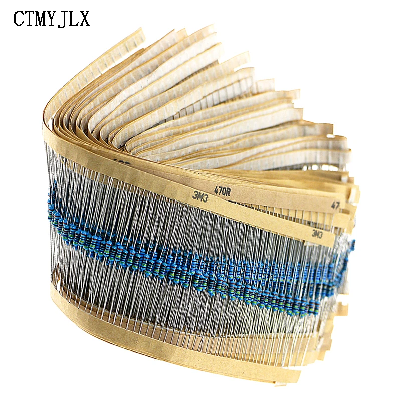 

2500Pcs 1/4W Resistance 1% Metal Film Resistor Pack Assorted Kit 0.25W Metal Film Resistors 1R~10M Range Resistance