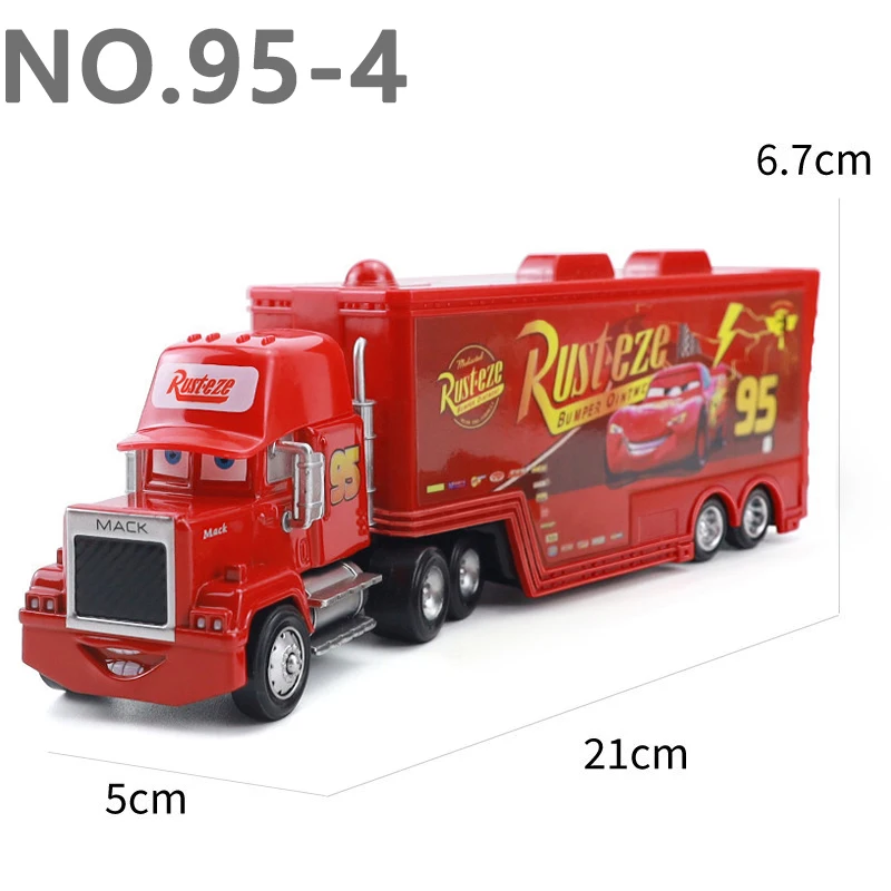 Pixar Cars Greg Candyman's Hauler Modellauto Anime-Figur Mack Container Trucks Semi-Hauler Dinoco Racing Spielzeug Kindergeschenke – Detail 1