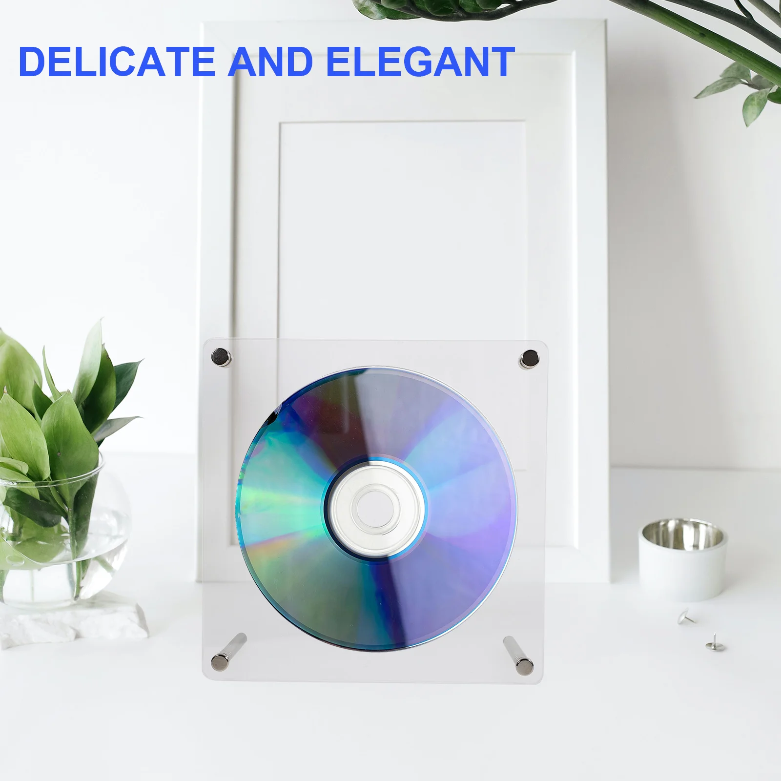 Record Display Rack CD Stand Racks CDs Dvd Household Retro Holder Stainless Steel Acrylic