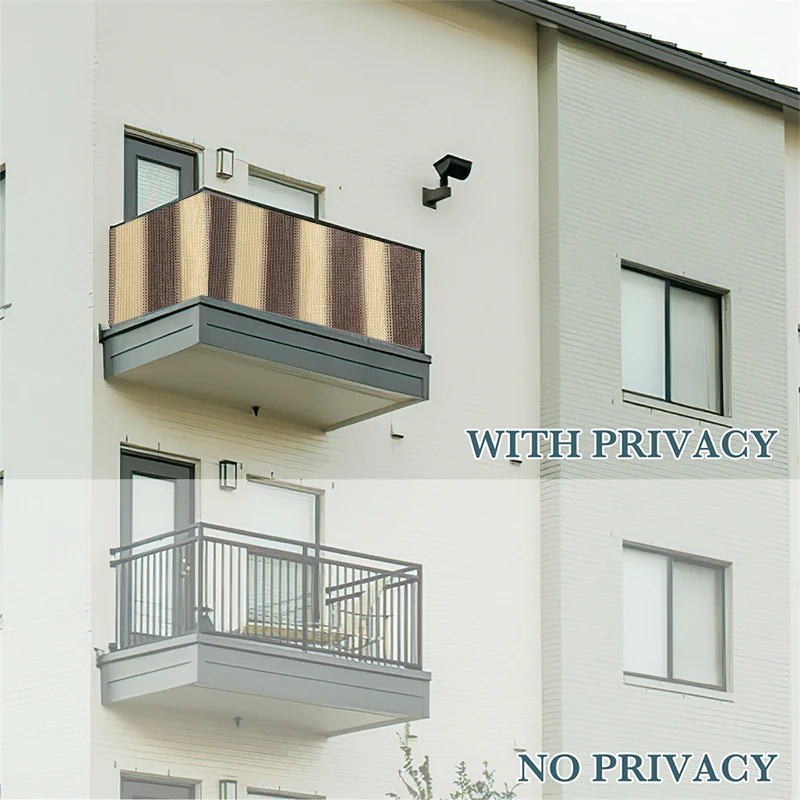 New Coffee Brown Stripe Balcony Privacy Screen Backyard Garden Fence Mesh Apartment Terrace Safty Privacy Net Outdoor Awning