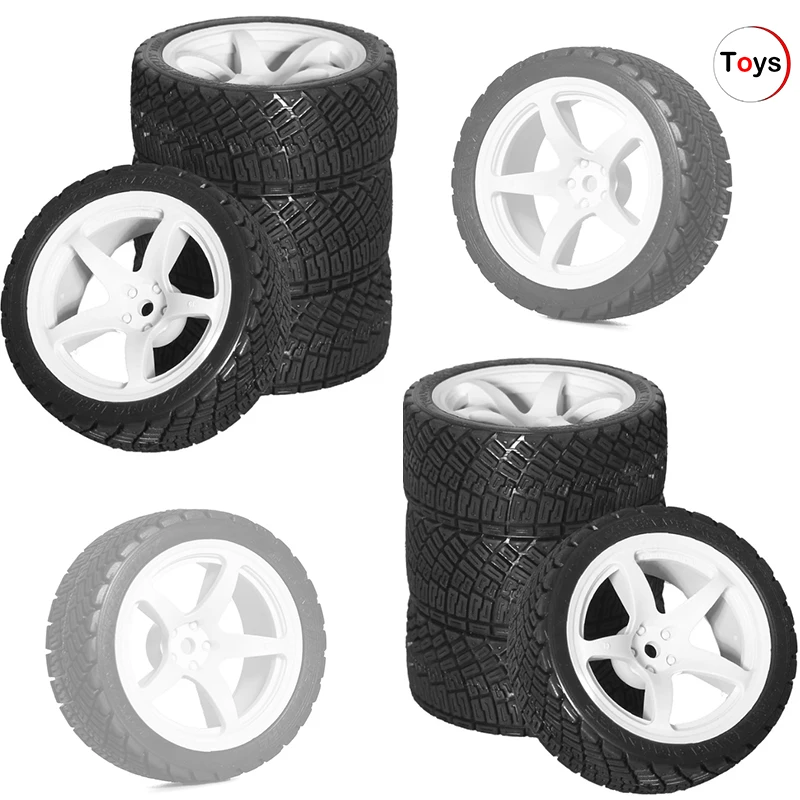 

RS RC 1/10 RC Rally Racing Wheels Tires On Road Car Rubber Tyres Hex for HPI KYOSHO Tamiya XV02 XV01 TA06 TT01 TT02 PTG2