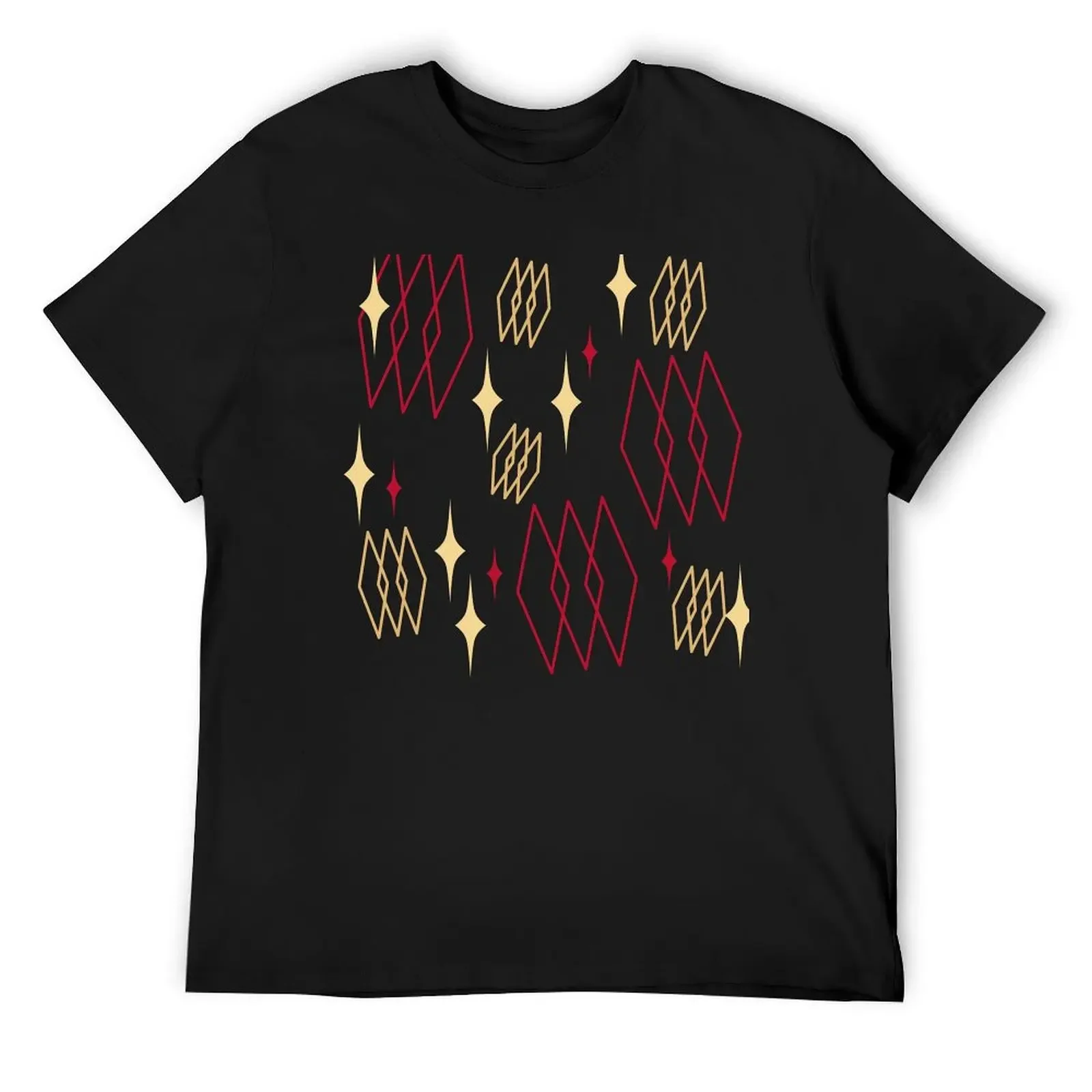 Starlights and Diamonds Vintage Shapes - Gold -black- Red - Retro Pattern T-Shirt anime t shirts mens t shirt