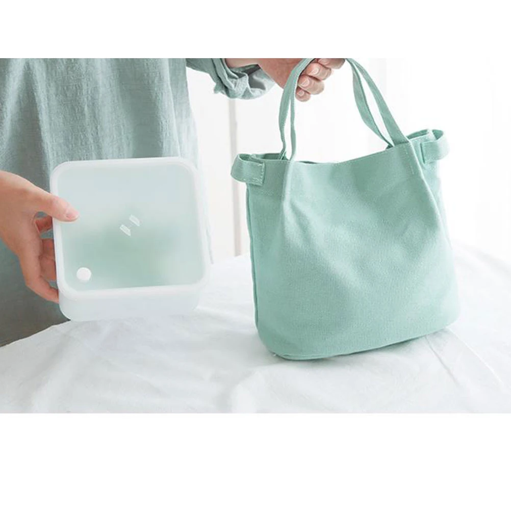 

Handheld Bucket Bag Simple Design Lunch Storage Box Easy Clean Canvas for Travel