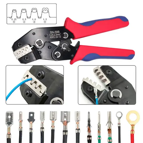 Dupont JST MOLEX 터미널용 압착 도구 세트, 절연되지 않은 페룰, 버트 커넥터, 태양광 및 동축 커넥터, SN-58B 6 조