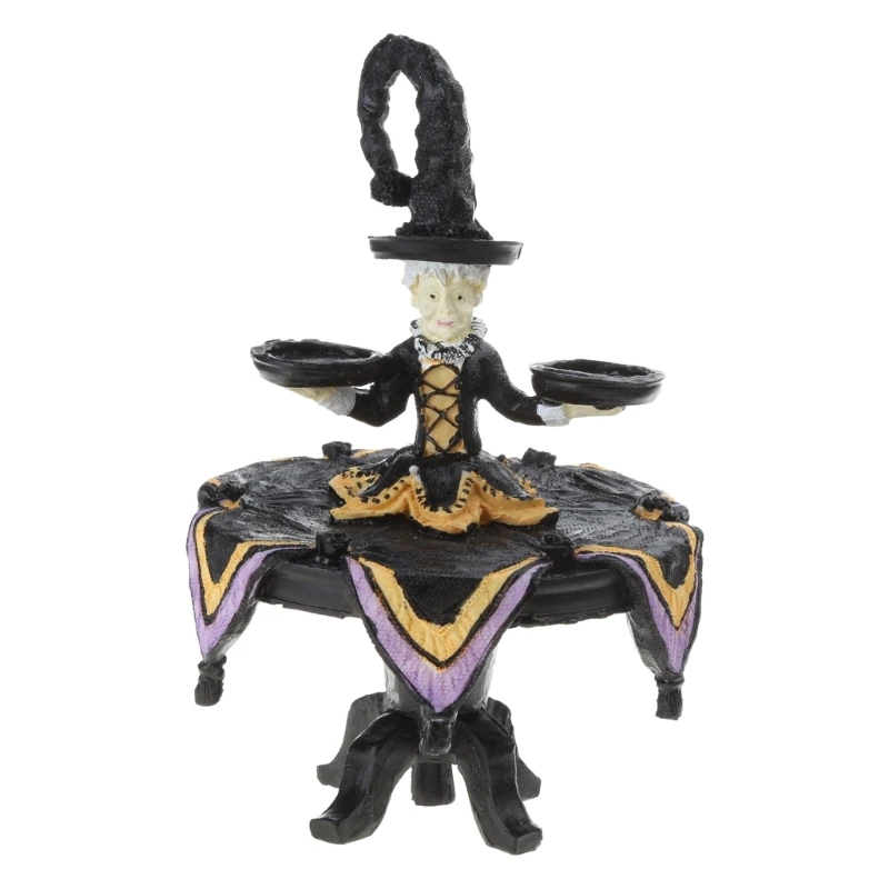 Halloween Witch Tabletop Server Halloween Witch Display Stand with Harlequin Tablecloth Cupcake Display Stand Home M76D