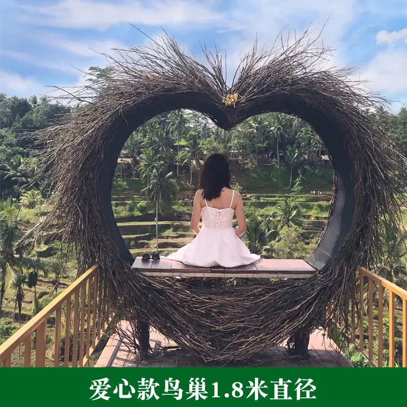 Outdoor Internet Celebrity Bird's Nest Scenic Spot Photo Clock in Large Floor Hanging Bali Bird's Nest Swing