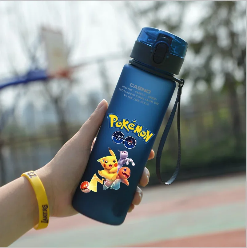 New Pokemon 560ML Water Cup Children Portable Plastic Cartoon Pikachu Adult Outdoor Large Capacity Sports Water Bottle Squirtle