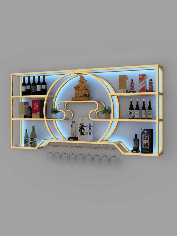 Wine shelf, grape wine cabinet, wall-mounted shelf, bar wrought iron display