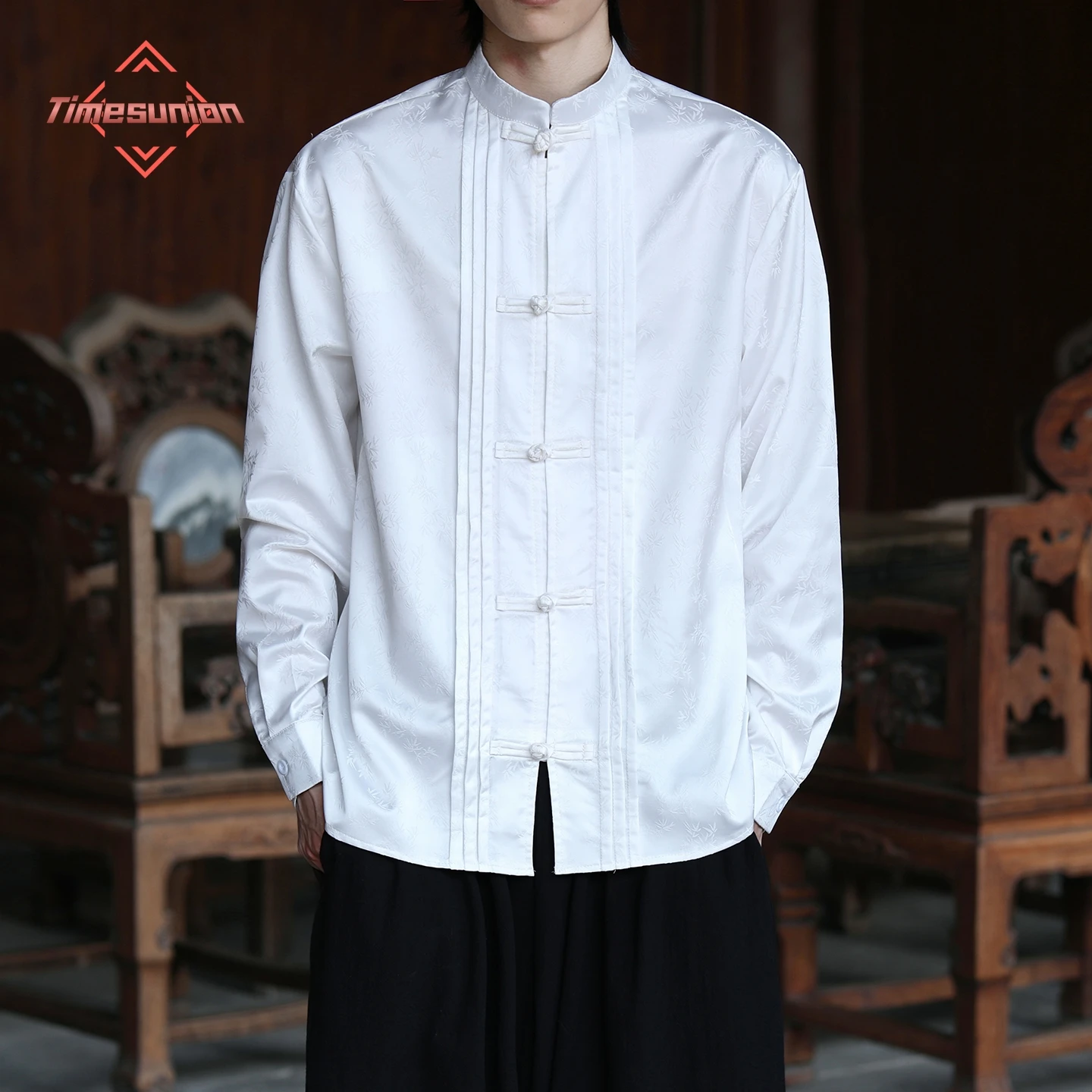 

Роскошная мужская рубашка в китайском стиле с длинным рукавом для мужчин, модная складная мужская одежда