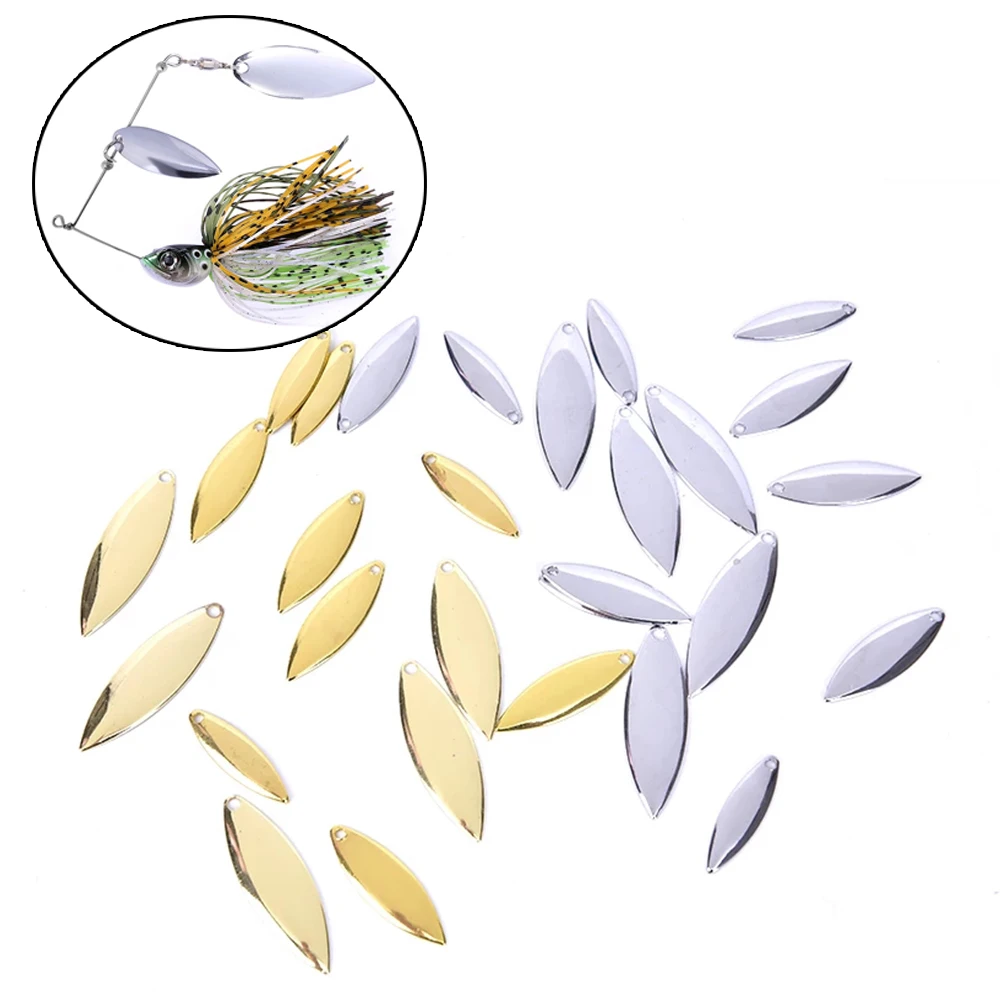 Metal Willow Spinner Blades Smooth Finish,DIY Spinner Bait Fishing Lures,Tackle Craft Fishing Spinner Blades