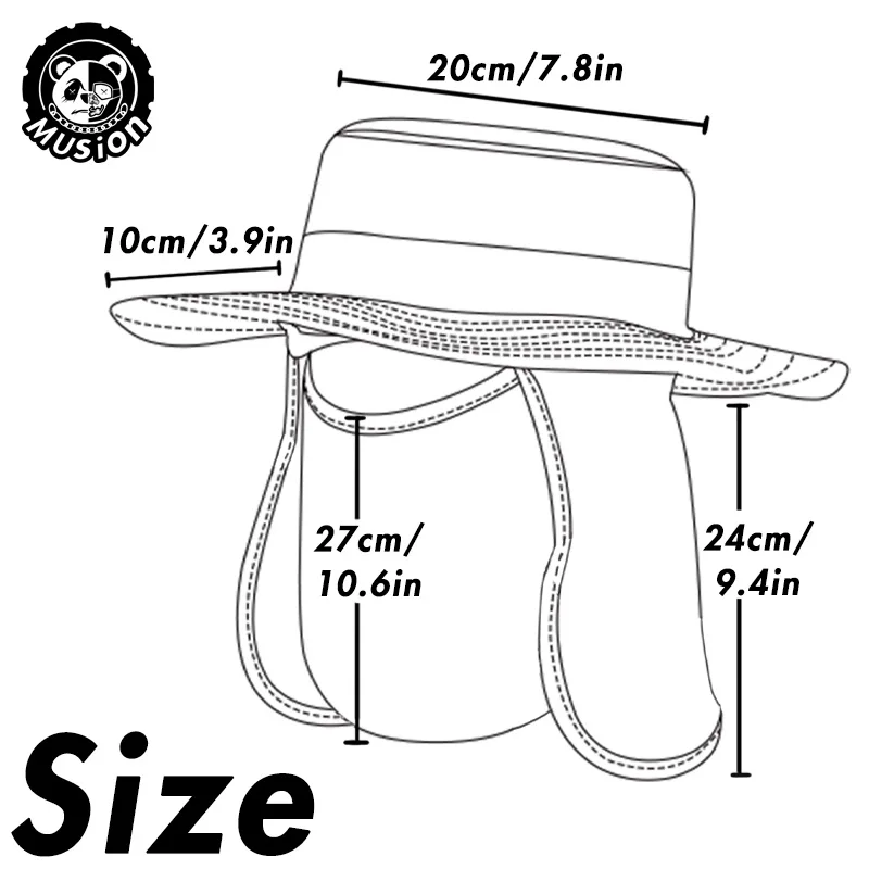 Musion Anti UV Bucket Hat Man Sun Protection Fishing Cap Fisherman Hat Detachable Breathable Face Mask Outdoor Hiking Cap view 2
