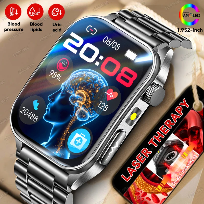 

2026New Accurate Laser treatment Smart Watchs ECG+PPG Blood Lipid Uric Acid Activate Cells Health Analysis Bt call Smart Watches