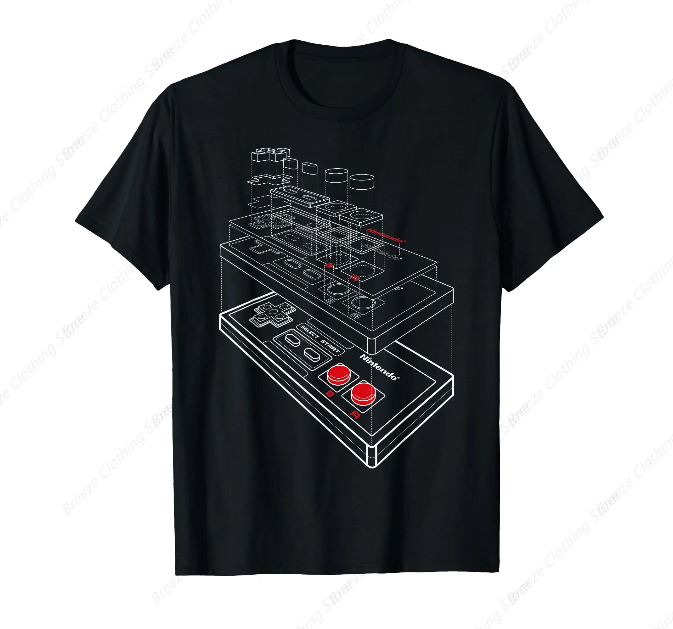

NES Controller Exploded Schematic Graphic T-Shirt T-Shirt