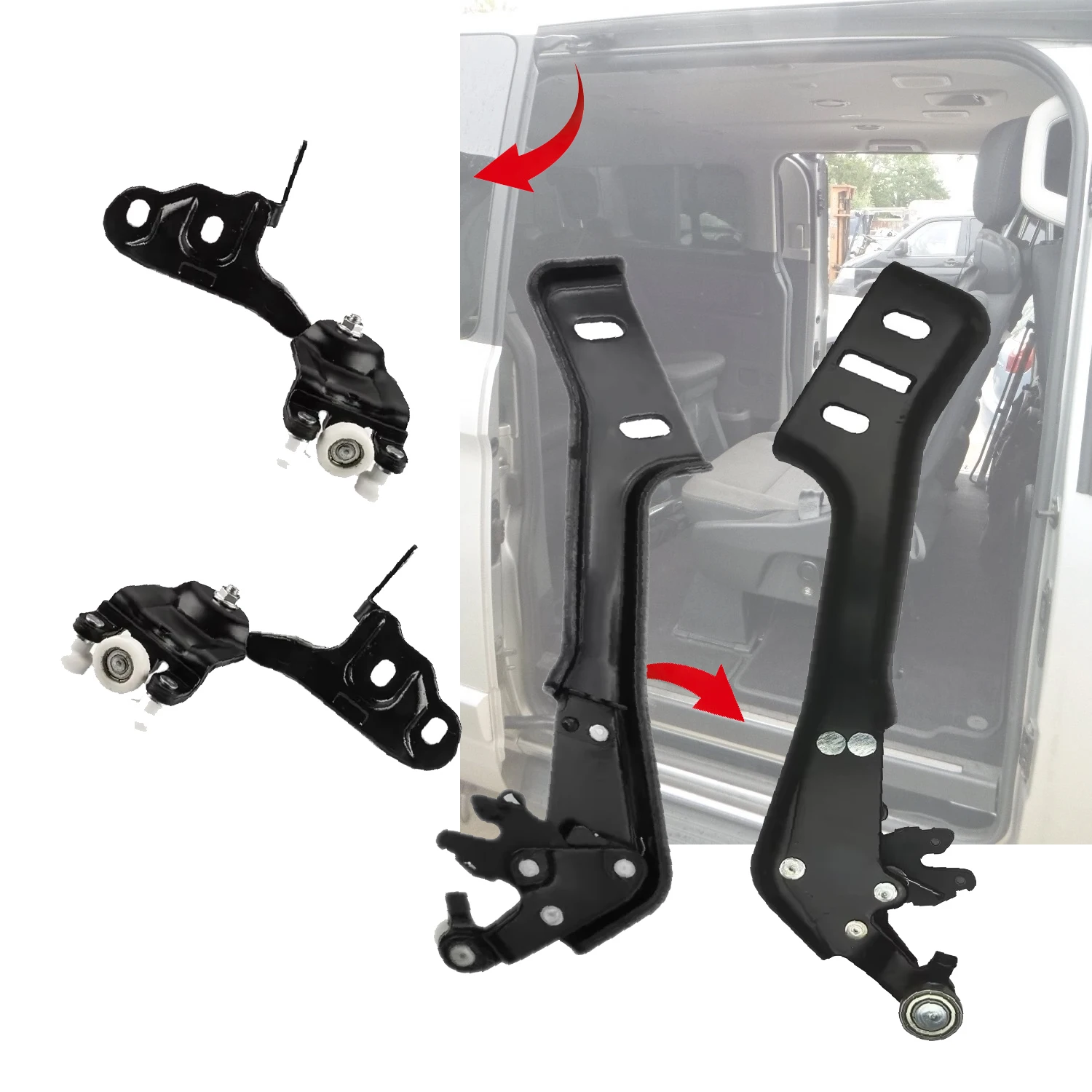 

4 PCS Sliding Door Roller Guide Upper& Bottom Right & Left For Ford Transit / Tourneo Custom TTF 2012-