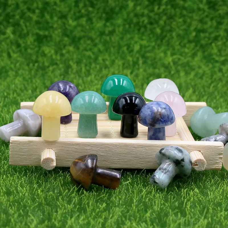 Wholesale 20mm Mini Crystal Mushroom Natural Reiki Healing Stones Amethyst Rose Quartz Gemstone for Home Garden Decoration Gifts