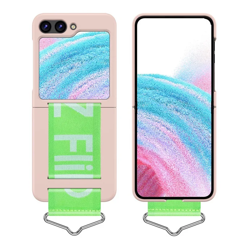 Fashion Color Wristband bracket Case For Samsung Galaxy Z Flip 5 4 3 5G Fold Cover Anti-knock luxury PC Cases for Flip5 Flip4