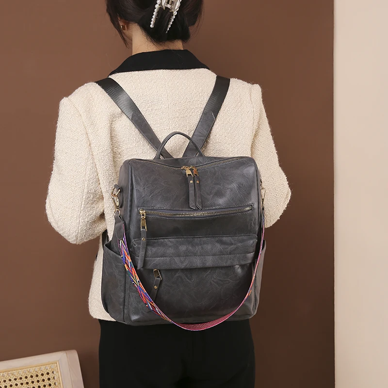 New Women\'s Fashion Backpack Purses Wholesale Multipurpose Design Handbags and Shoulder Bag PU Leather Travel bag