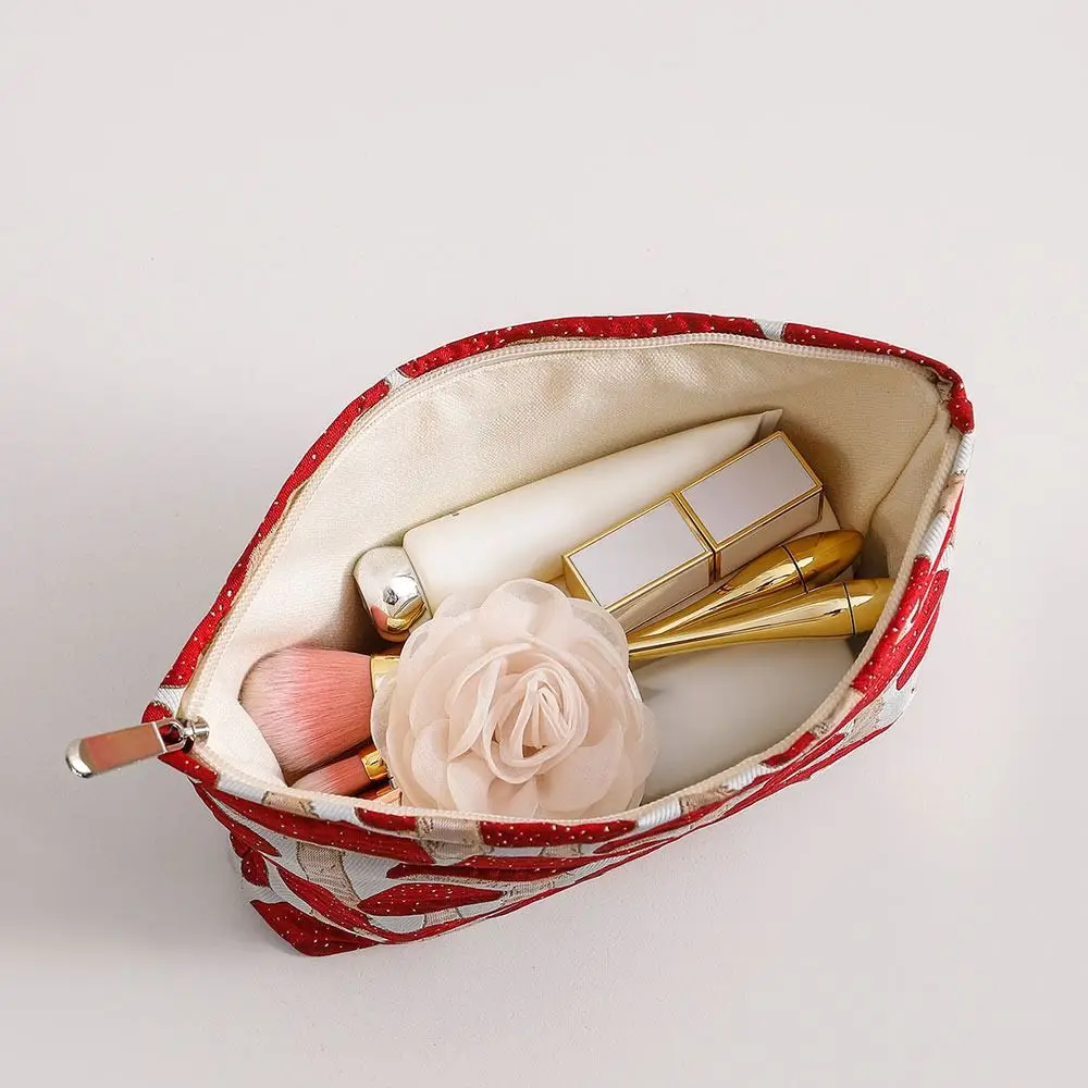 Tas Makeup Kanvas Simplicity Ukuran M/L Motif Jamur Merah, Tas Penyimpanan, Dompet Koin, Kunci, Hadiah