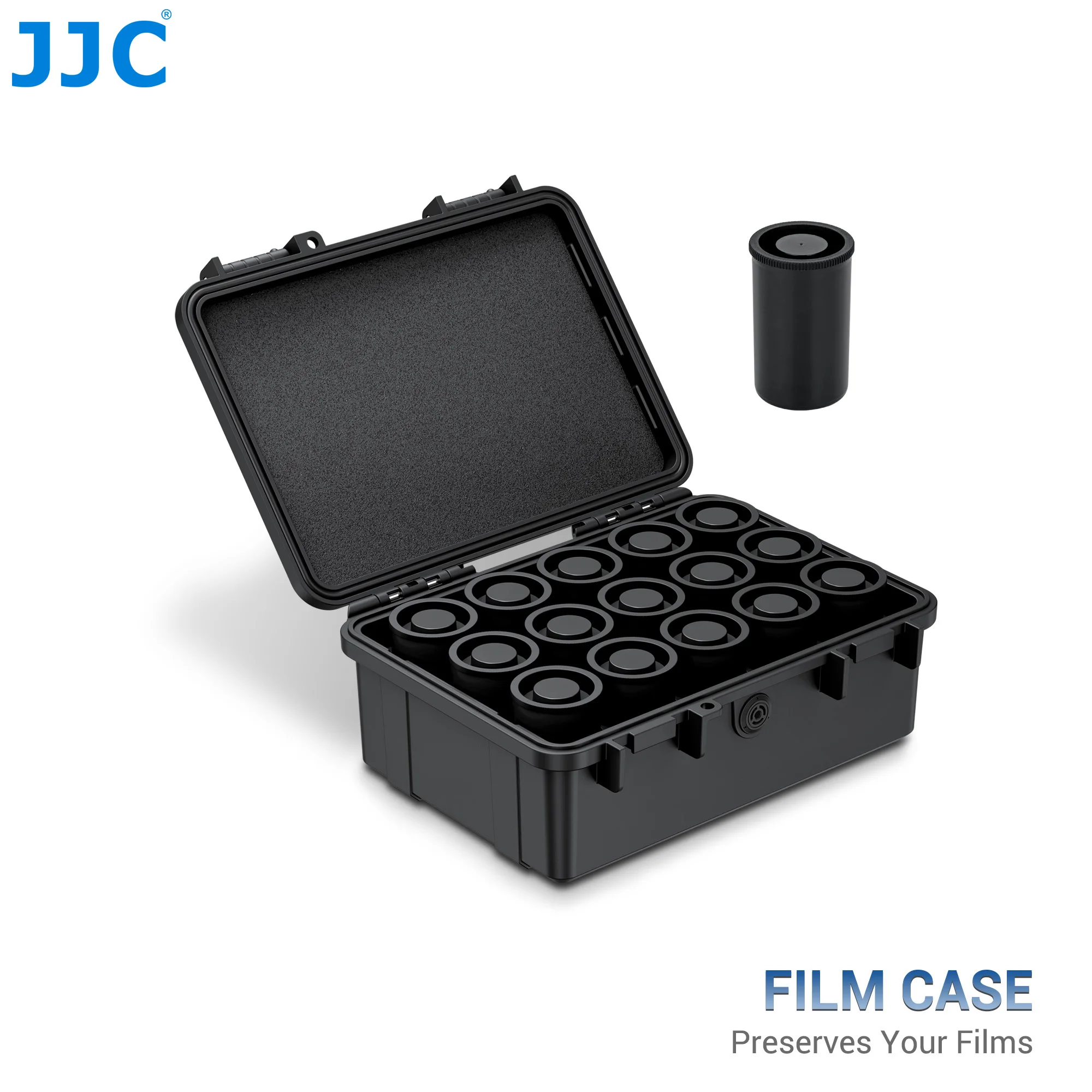 

JJC Upgraded 35mm Film Case Holds 15 Rolls of Films Waterproof Photographic Film Storage Hard Case 135mm Film Canisters with Cap