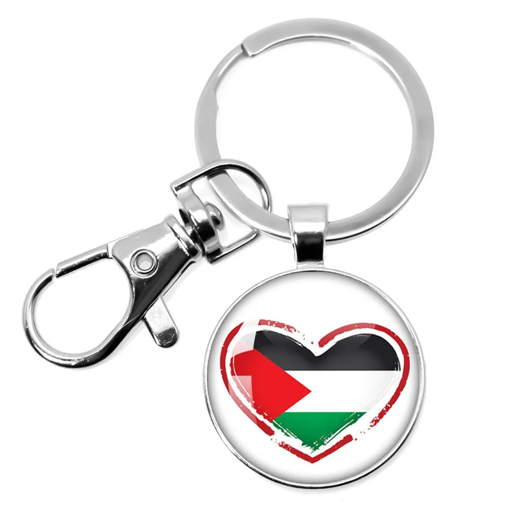 25 مللي متر/30 مللي متر فلسطين علم الدولة زجاج قبة المفاتيح أنماط الفن شخصية حلقات المفاتيح للنساء الرجال المجوهرات هدية #5