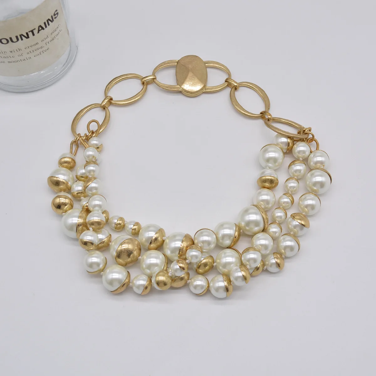 Vintage Elegant Glass Pearl Multilayer Short Necklace for Women Chokers Collares Charm Women Collier Femme