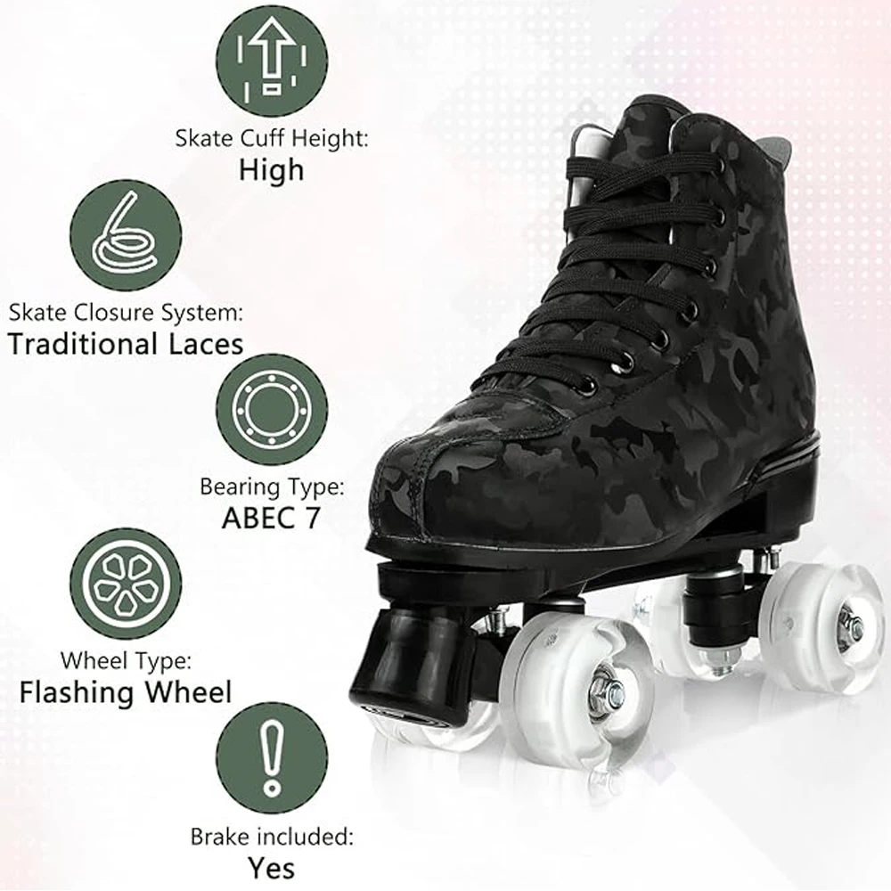 Patines de ruedas para exteriores, patines deportivos de doble fila, Quad, 4 ruedas, patinaje para mujeres, patines de ruedas intermitentes, zapatos para hombres, jóvenes, niños y niñas