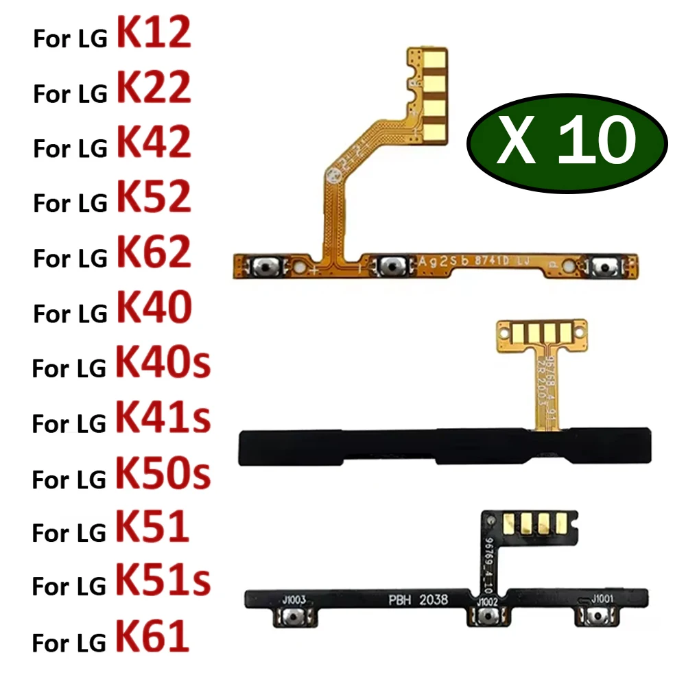 

10 шт./лот, кнопка регулировки громкости, кнопка включения и выключения, гибкий кабель для LG K22 K50s k51 k51s K40 K40s K41s K61 K42 K52 K62 K12 Plus