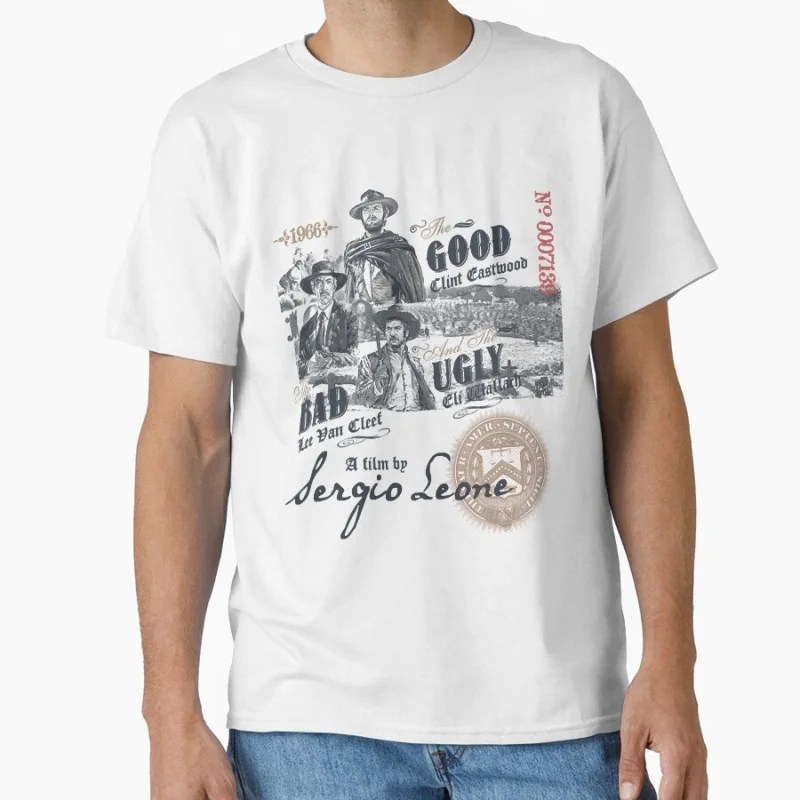 

Vintage film A Fistful of Dollars Cowboy movie Eastwood Retro Gift t shirt for men Large size Tops 100% cotton printed Clothes