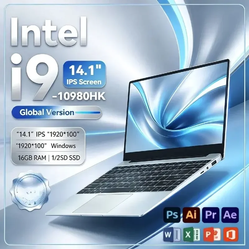 14.1" Ultra Slim Laptop Intel i9 10980HK 16GB RAM 2TB SSD Gaming PC 1920*1080 Display Office Study Computer PC Windows11 Pro