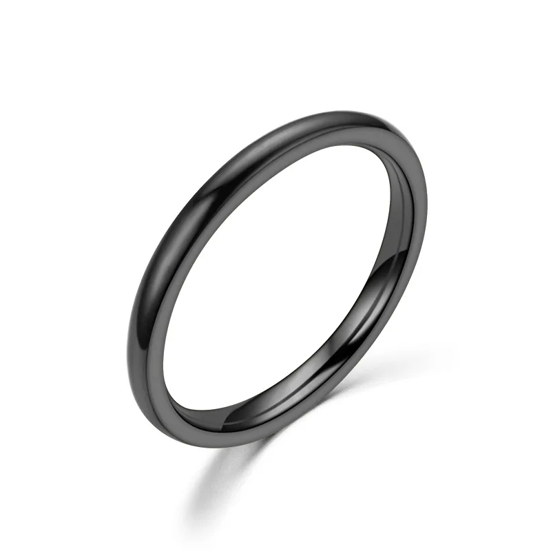 New 2MM Thin Rose Gold Anti-Allergy Smooth Simple Stainless Steel Wedding Rings for Women Charm Jewelry Valentine's Day Present
