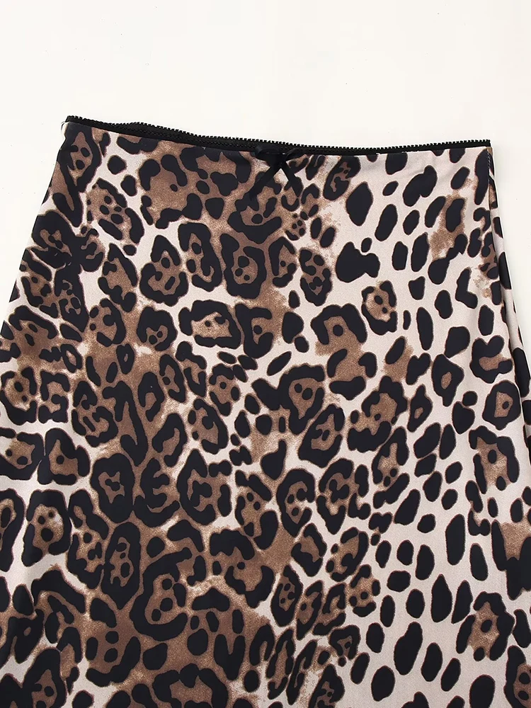 YERMORA falda de medio cuerpo informal con estampado de leopardo y cintura alta elástica para mujer moda tendencia suelta Primavera Verano 2025 nuevo A474