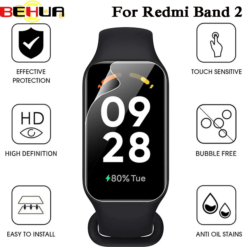 BEHUA 화면 보호기 클리어 HD 하이드로 겔 보호 필름 액세서리 Redmi 밴드 2 밴드 2 스마트 워치 팔찌 액세서리